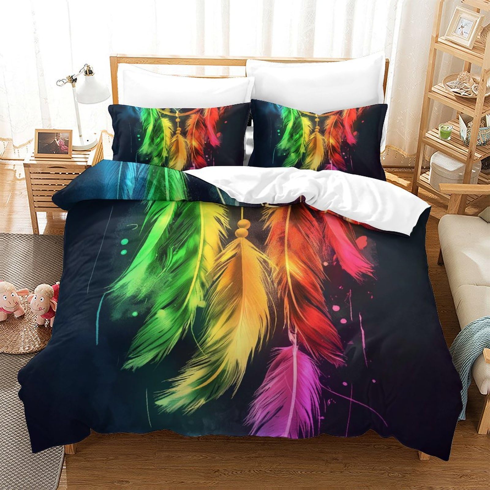 Housse de couette 260x220 cm respirante en microfibre douce pour des nuits fraîches et saines