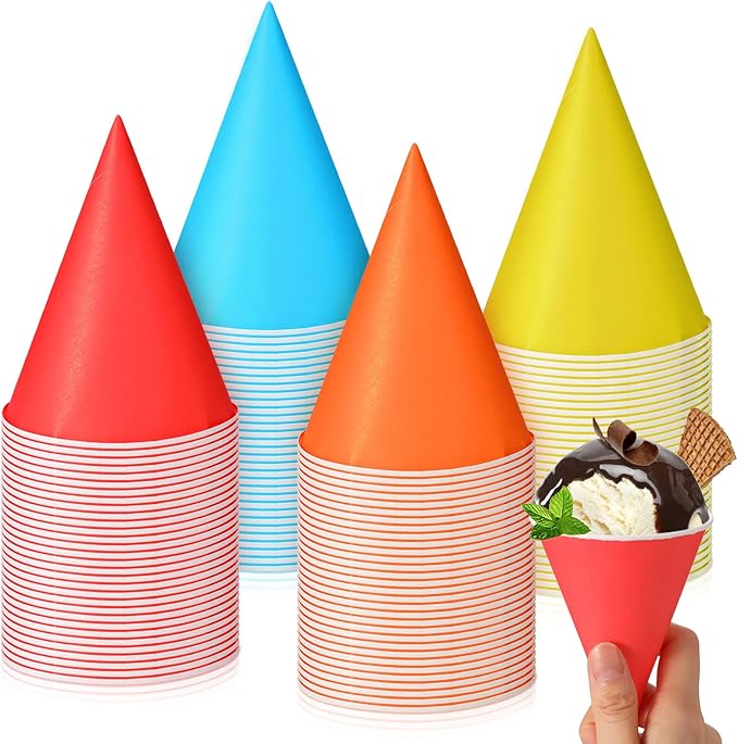 Eaasty Snow Cone Cups 4.5 oz Disposable Paper Cone Cups