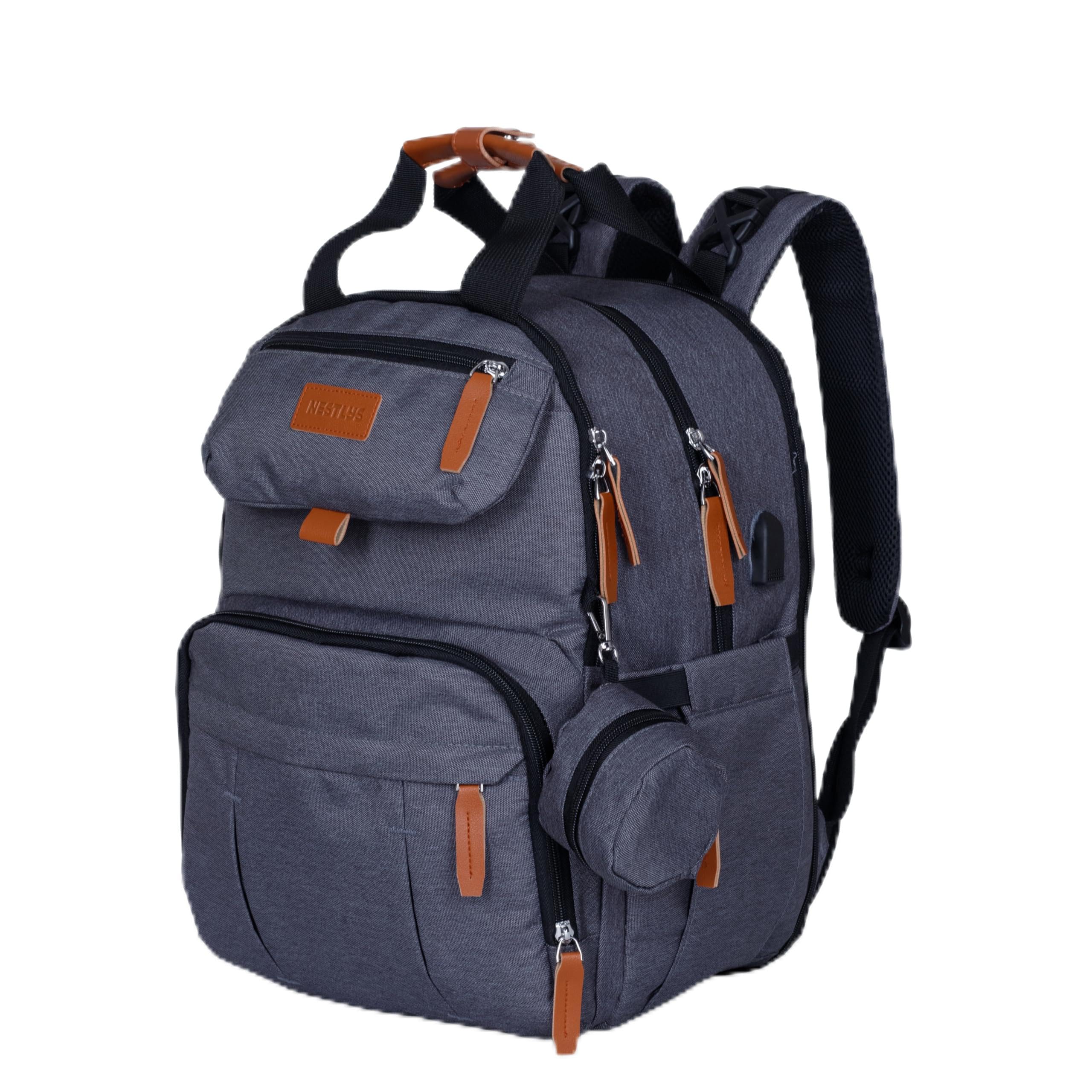 Nestlys Expandable Diaper Bag Backpack for Baby Boy & Girl – 26-32L Large Capacity Travel Diaper Bag with Insulated Pockets, Changing Pad & Stroller