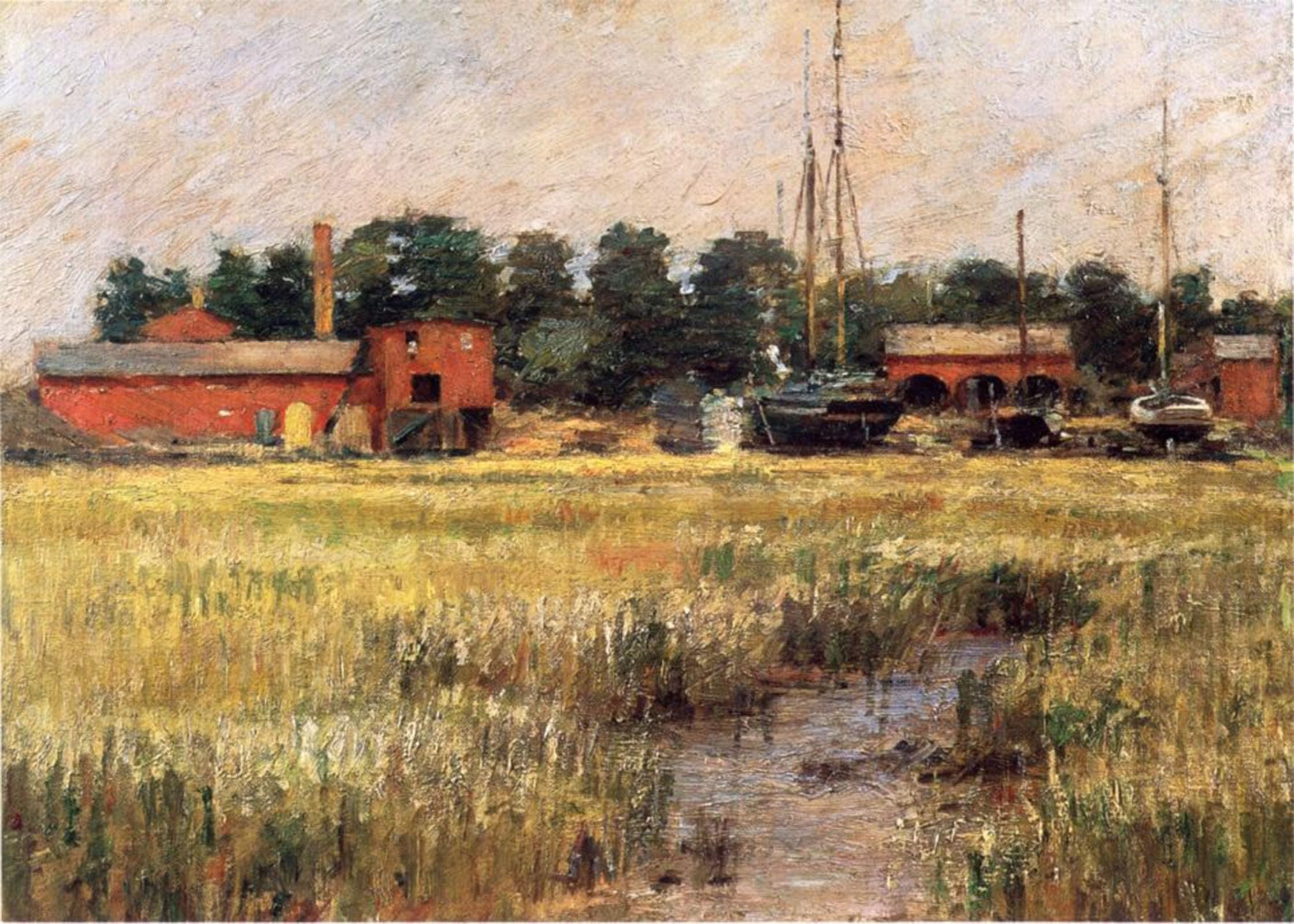 POSTERIIk Famous Animal Posters Vintage Picture the Ship Yard by Theodore Robinson Modern Wall Decor for Home Decor 60x90cm