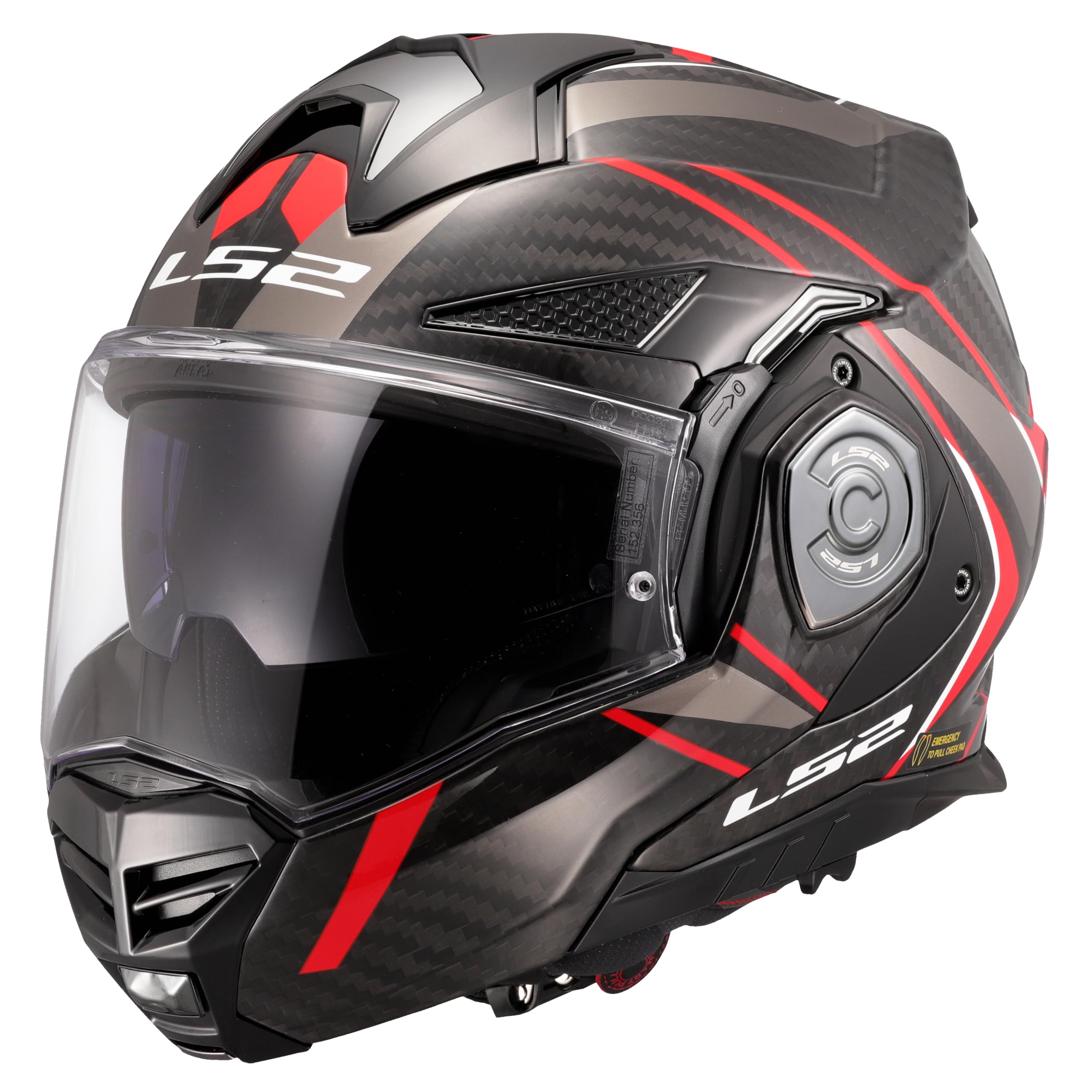 Casco Modulare LS2 ADVANT X CARBON FUTURE Gloss Red - Taglia L Omologato ECE22.06