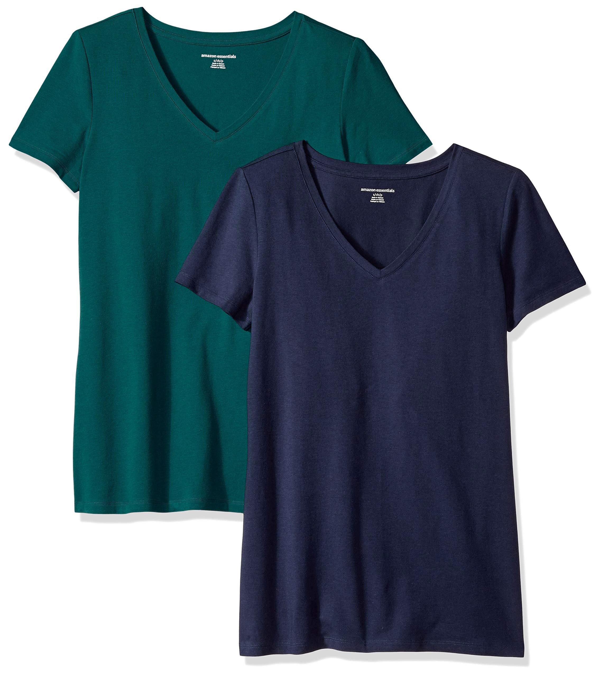 Amazon Essentials Women's Regular-Fit Short-Sleeve T-Shirt (Crewneck and V-Neck Options), Multipacks