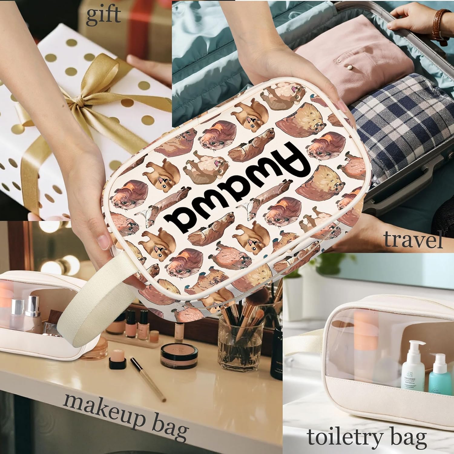 MNIGIU Hyraxes Meme Makeup Bag Animal Lover Gift Awawa Clear Cosmetic Bag Funny Hyraxes Animal Gift Wild Animals Pouch - Image 7