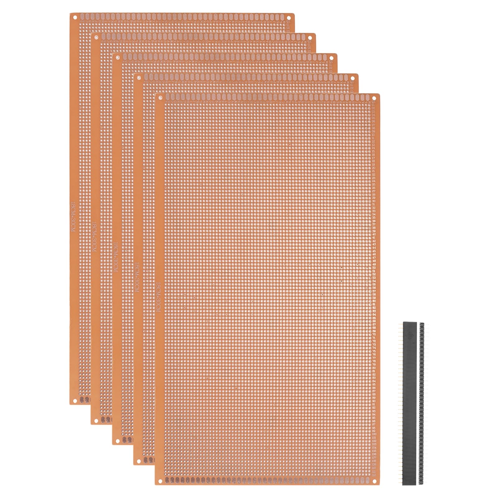 Lot de 5 cartes prototypes PCB avec en-têtes 40 broches Marron 30 x