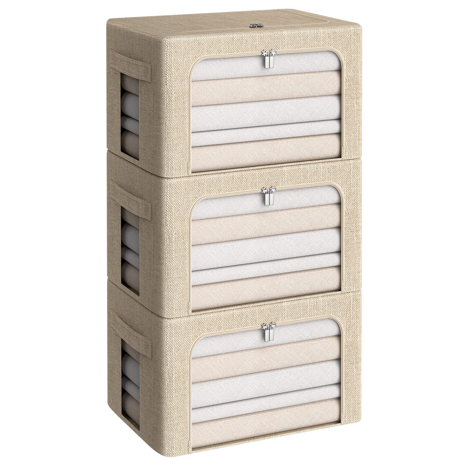 Amazon.com - 3Pack Foldable Storage Bins - Frame Storage Box Linen ...
