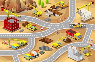 Booooom Jackson Kids Construction Rug, 3'3" x 4'11"