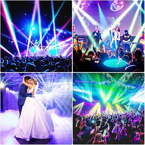 Vista 28 de U`King: Luces de escenario, luces de cabeza de movimiento, 8 Gobos, 8 colores, 11 canales, 25 watts, DMX 512, con sonido activado para bodas, DJ