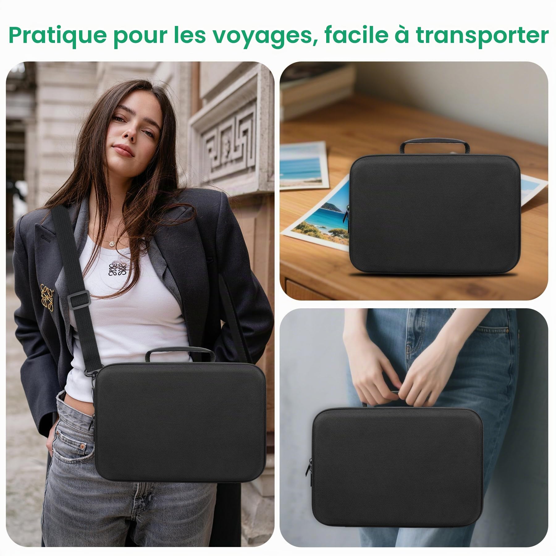 BOVKE Etui pour Canon EOS 2000d/R50/R6 Mark II/R100, étui de Rangement pour Appareils Photo Reflex Numériques Canon, Sony, Nikon, trépieds et Accessoires, bandoulière avec 5 séparateurs, Noir