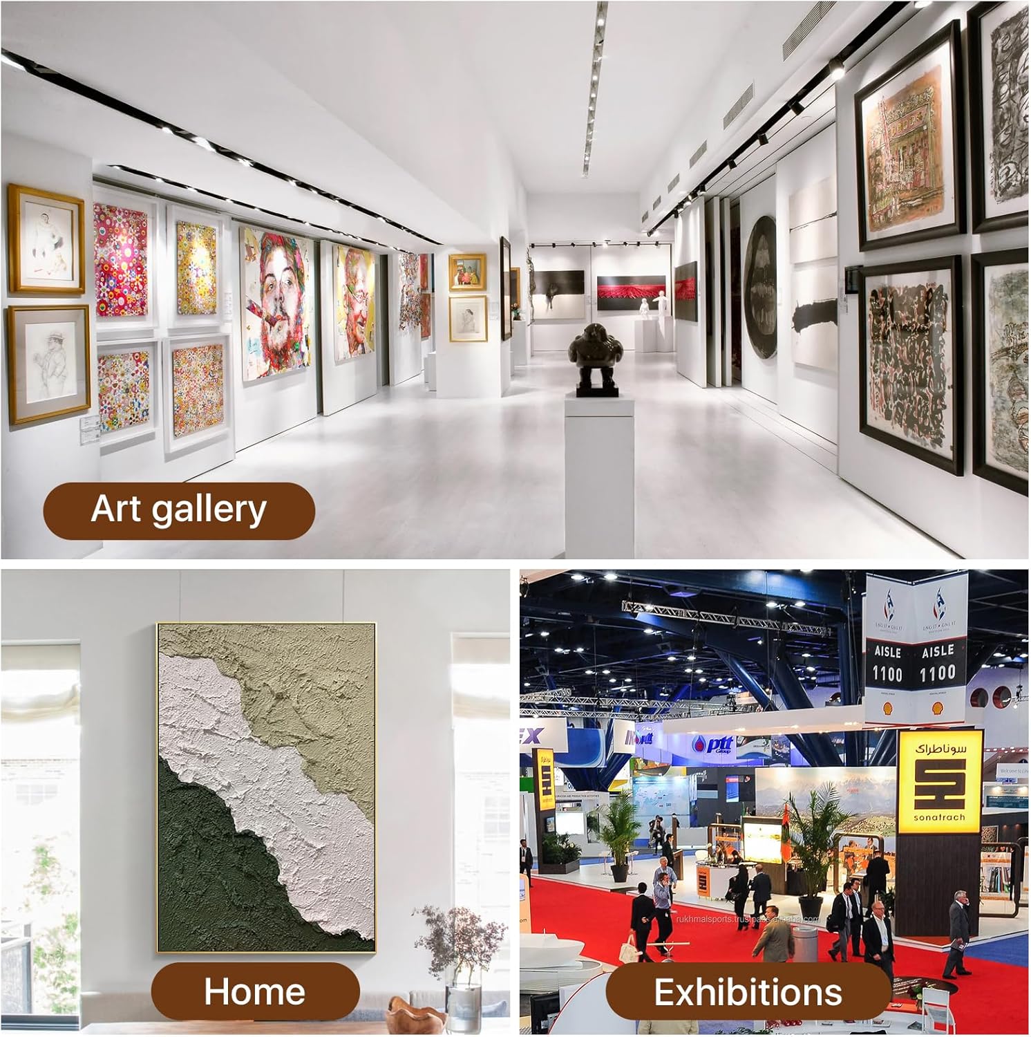 24 Pcs Picture Rail Hanging System, 6.6ft / 2m Picture Wire Hanging Kit, 132lb/60kg Max Load Adjustable Wire with Loop, Stainless Steel Picture Rail Hooks for Art Gallery Display Exhibition