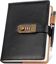 Nicpro Tagebuch mit Schloss, A5 PU Notizbuch Leder, Metallstift Journal, 260 Seiten Passwort Tagebuch für Erwachsene, Notizbuch Vintage für Reisen, Notizen, Pläne, Organisation (21,8 x 14,7 cm)