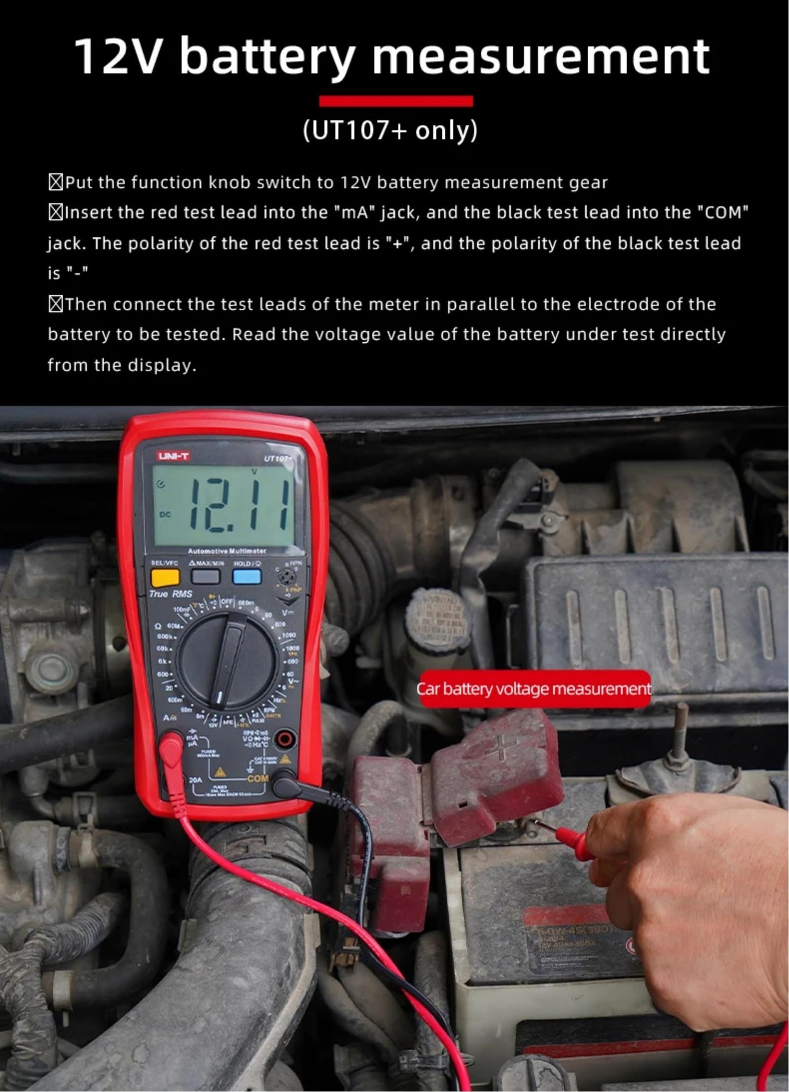 UNI-T UT107+ Automobile Multimeter High Precision True RMS Automobile Automatic Range Actual Value Digital Multimeter.