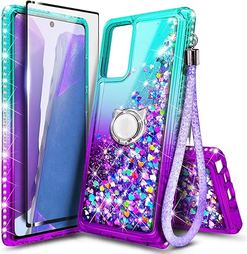 NZND Funda para Samsung Galaxy A13 5G con protector de pantalla de vidrio templado cobertura máxima soporte de anillocorrea de muñeca cascada