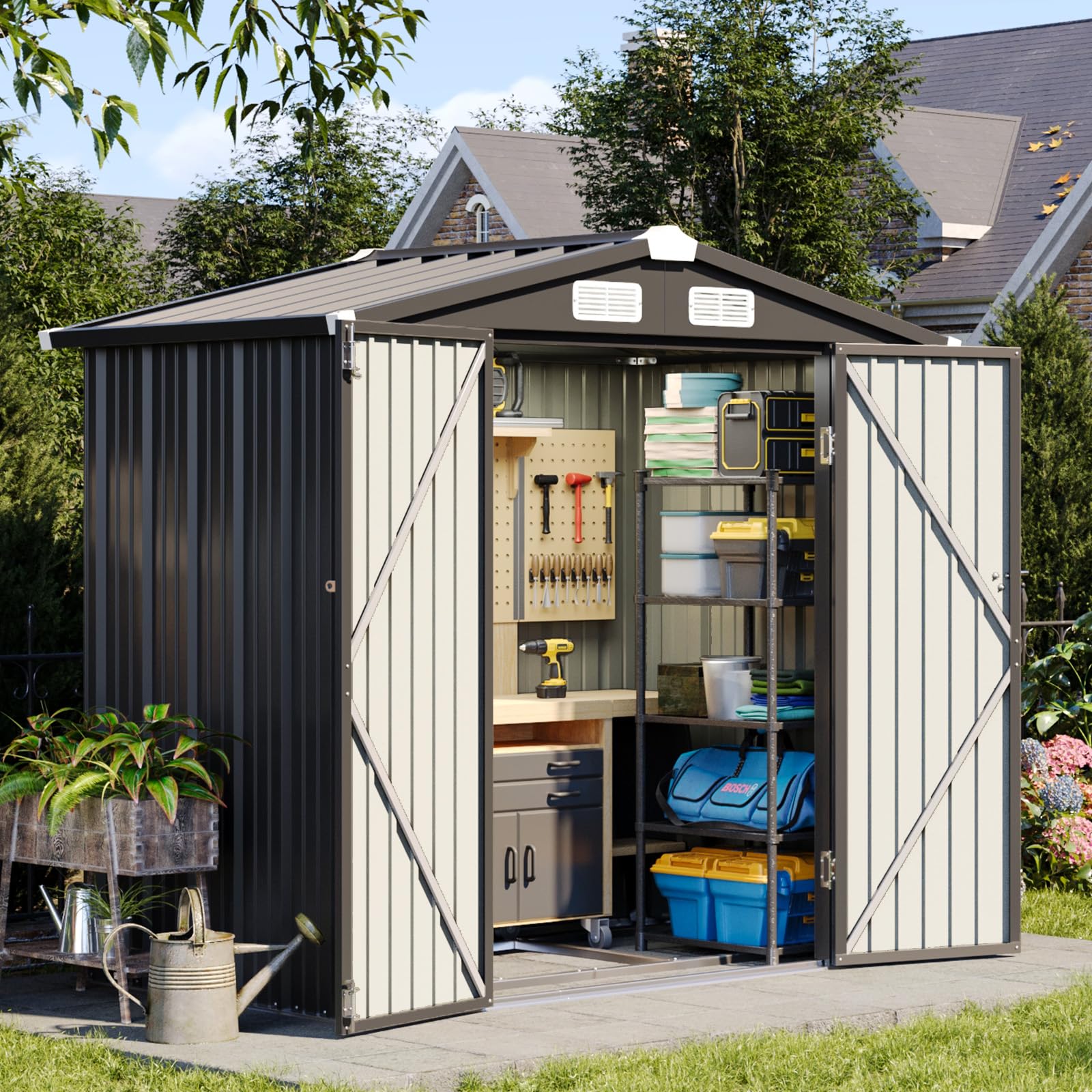 Amazon.com : Aoxun 6x3.9 FT Shed with Base Metal Outdoor Storage