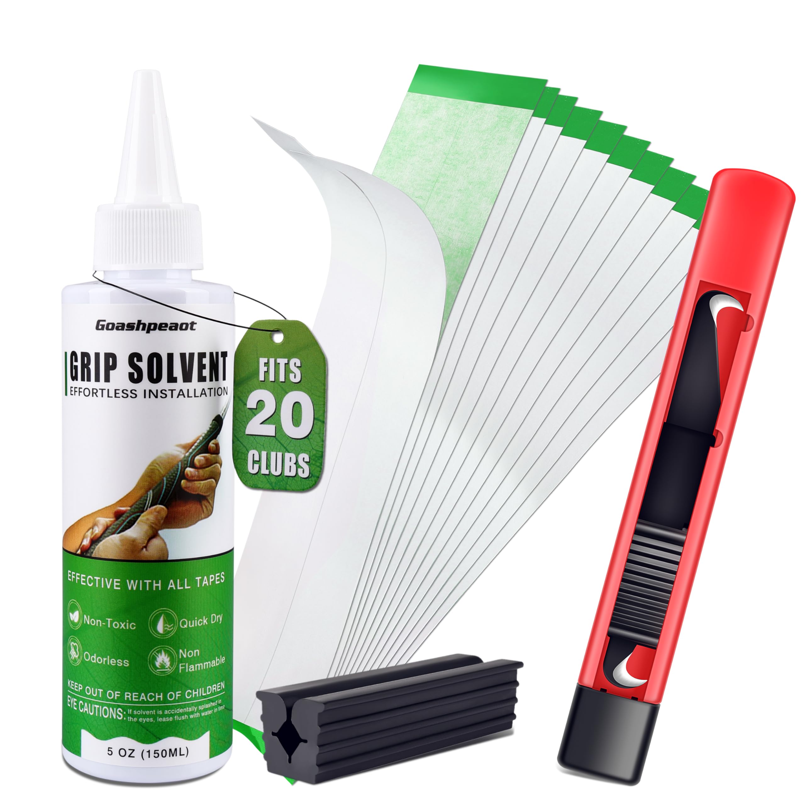 Regripping Fits 20 Golf Clubs Professional Golf Grip Kit Inlcudes 5 oz Solvent and 20 Double Coated Tapes