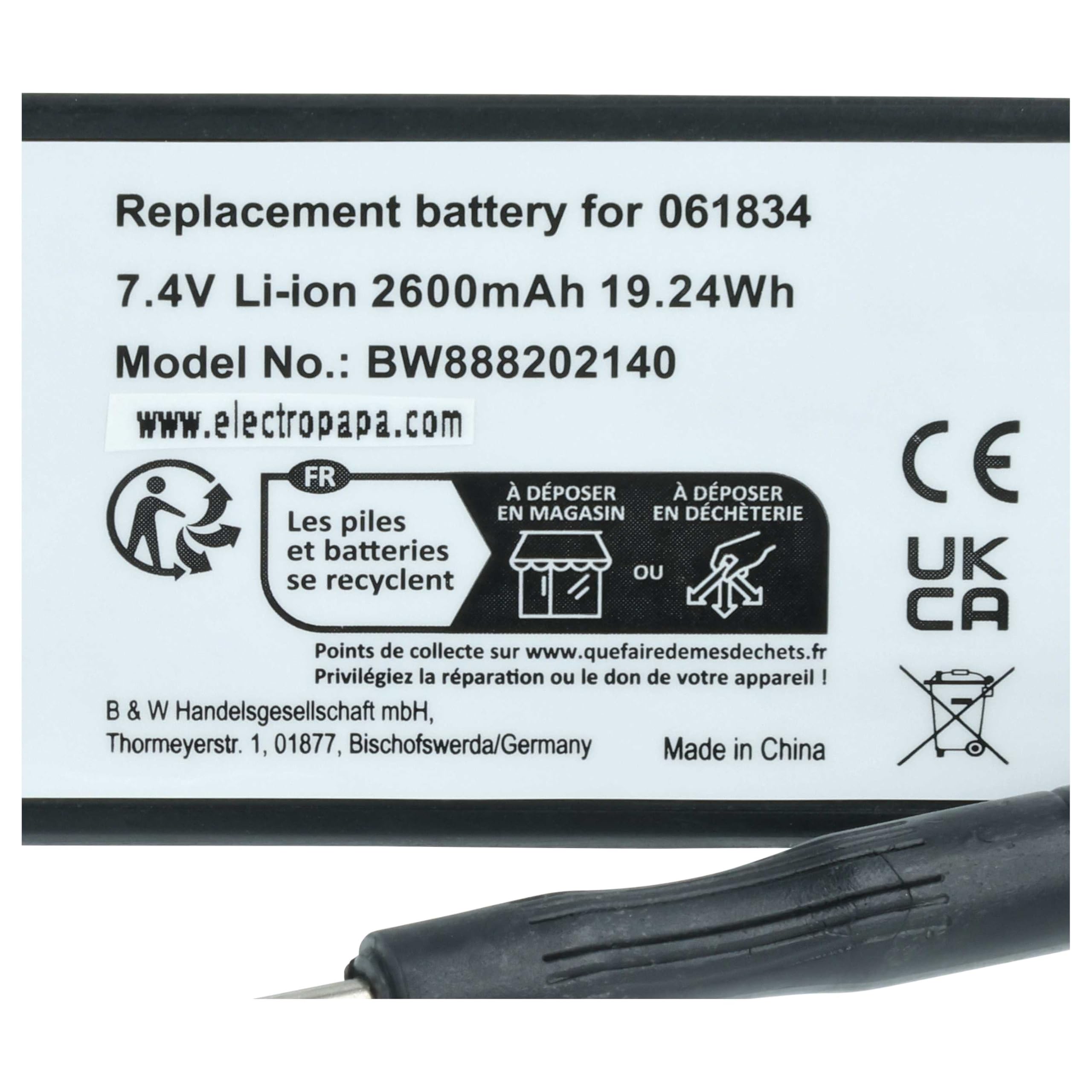 vhbw Bateria zamienna do Bose 061384, 061385, 061386, 061834 do głośników głośników głośników (2600 mAh, 7,4 V, litowo-jonowy)
