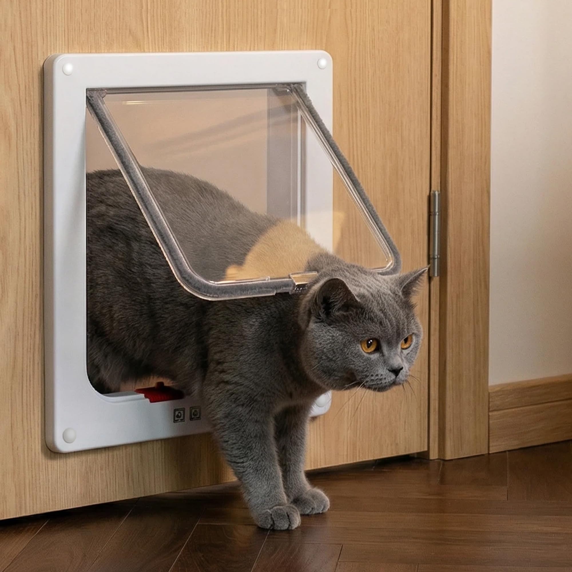 Chatiere pour Chat, Verrouillage à 4 Voies Chatière 25cm x 23.5cm, Chatiere pour Chat Isolante,Facile à Installer et à Utiliser, Porte pour Animaux de Compagnie pour Chats et Petits Chiens