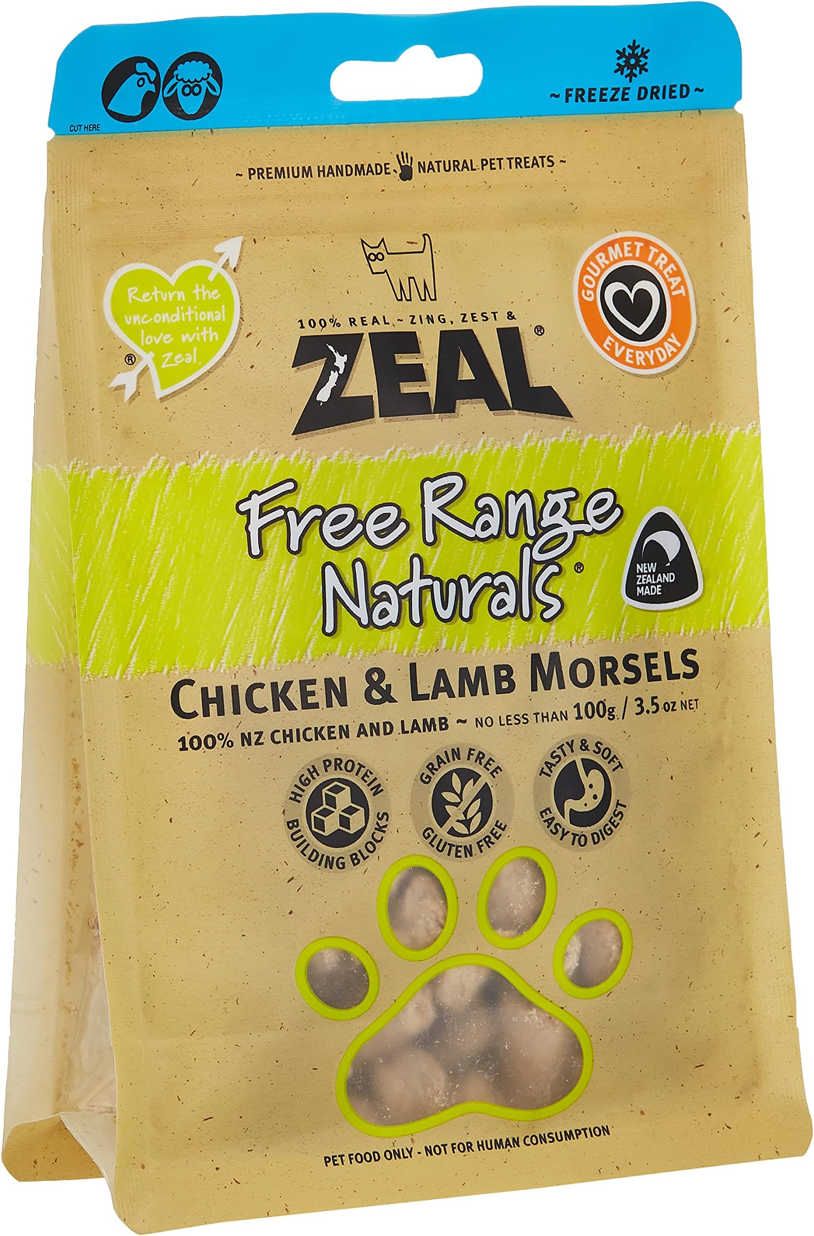 Dog Zeal Free Range Naturals Chicken and Lamb Morsels 100g