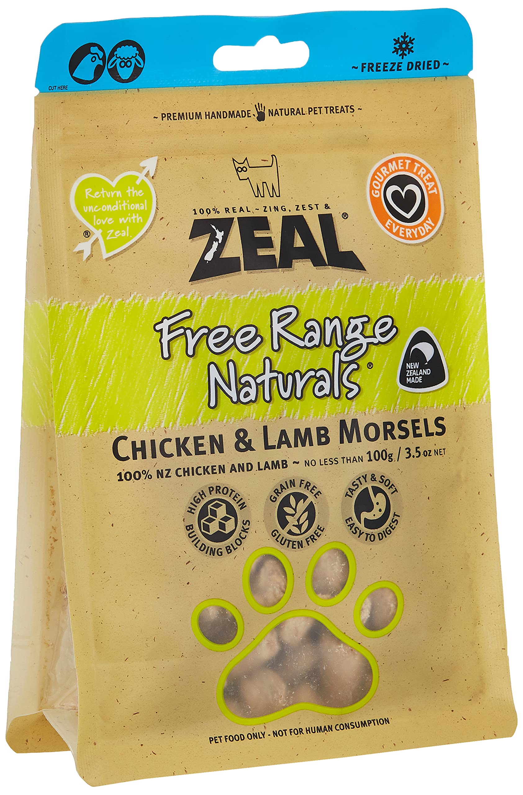 Dog Zeal Free Range Naturals Chicken and Lamb Morsels 100g