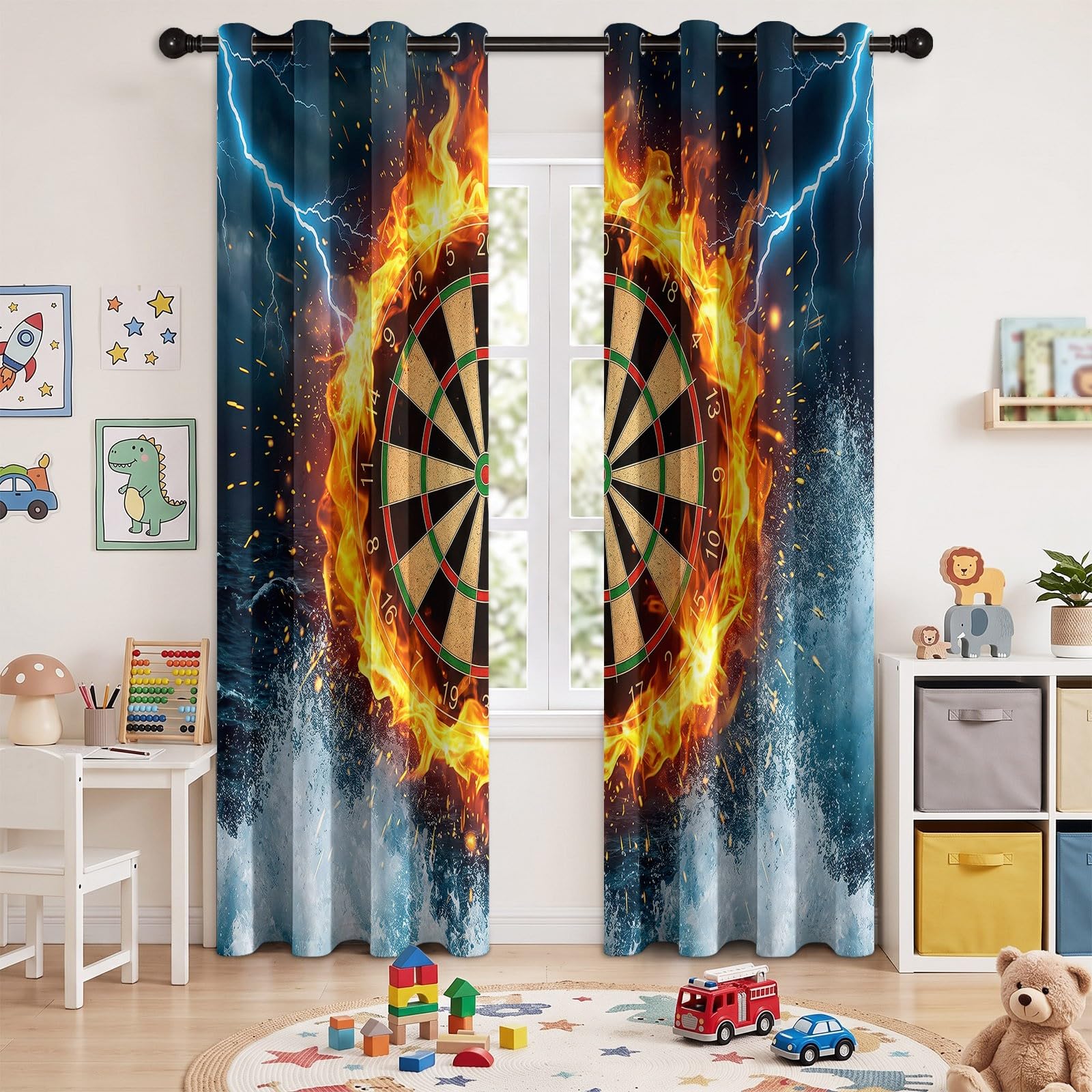 Sportowa abstrakcyjna zasłona zaciemniająca do darta szer. 140 cm x dł. 259