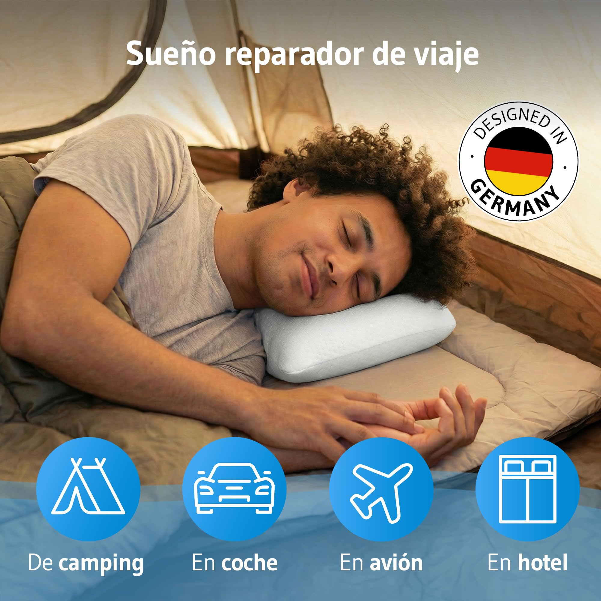 Mini almohada de viaje firme LEGAR de 25 x 30 cm, almohada cervical compacta de espuma viscoelástica, ligera y fácil de transportar con bolsa de viaje, cojín pequeño para avión y camping