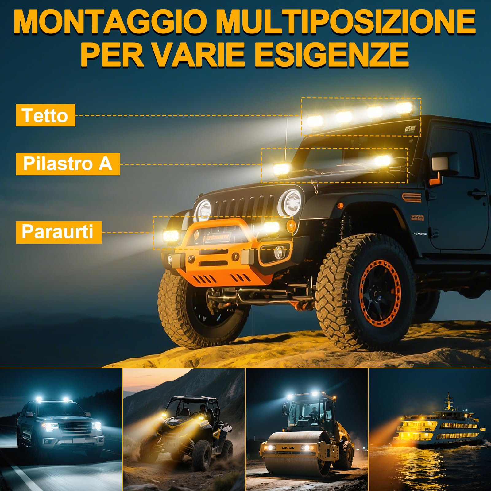 antom 2 pezzi faro led moto 168W 9-60V 18000 lumen faretti led 12v IP68 impermeabile 4,5 pollici fari supplementari per escavatori, trattori, rimorchi, ATV, appassionati di outdoor