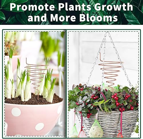 Miniatura 5 de Alambre de cobre para jardinería electrocultural, paquete de 2 antenas de jardinería de cobre para electrocultivo y soporte para plantas de aire,