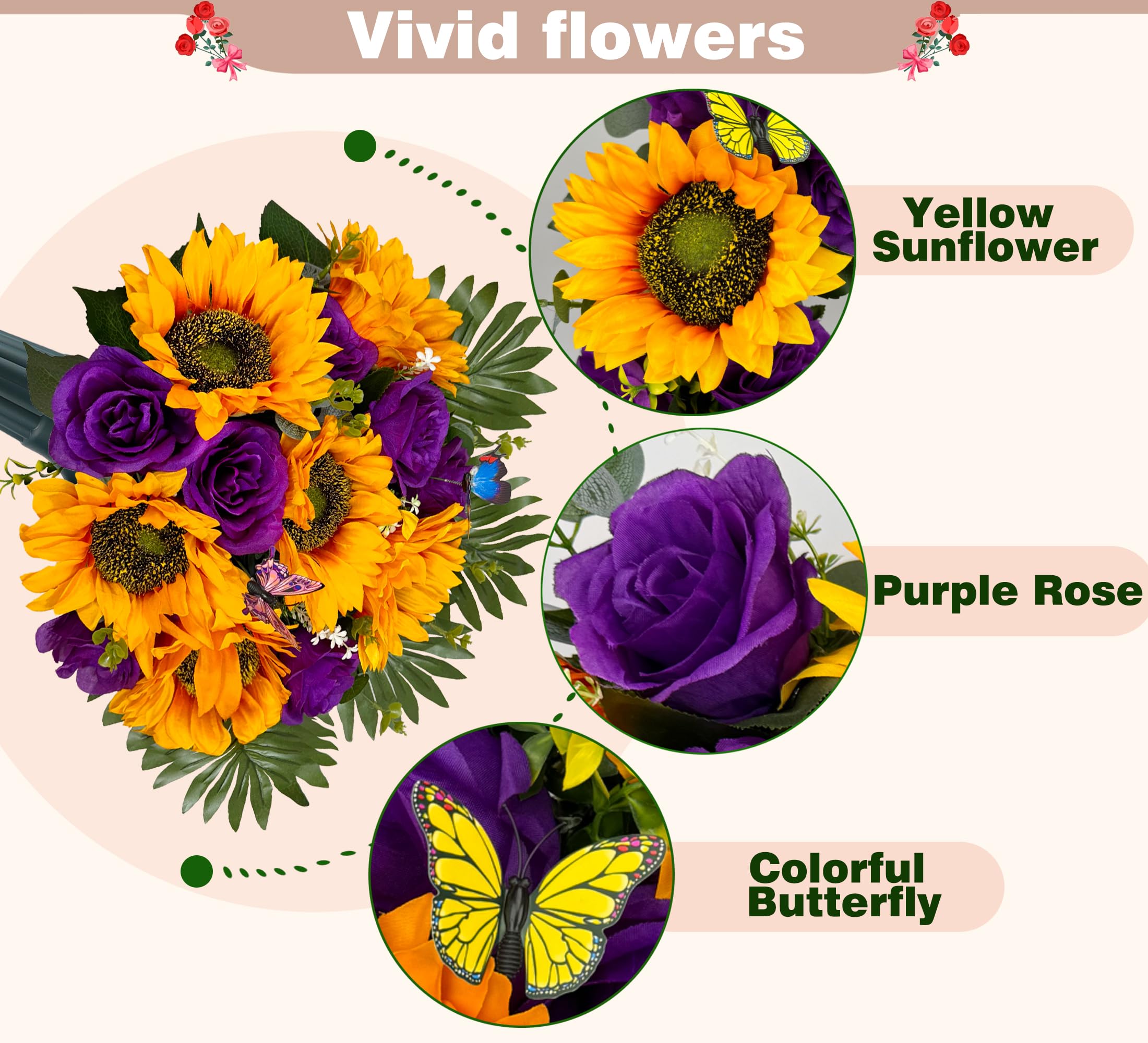 Amazon.com: SUHOOKOO Cemetery Flowers with Vase for Grave Decor