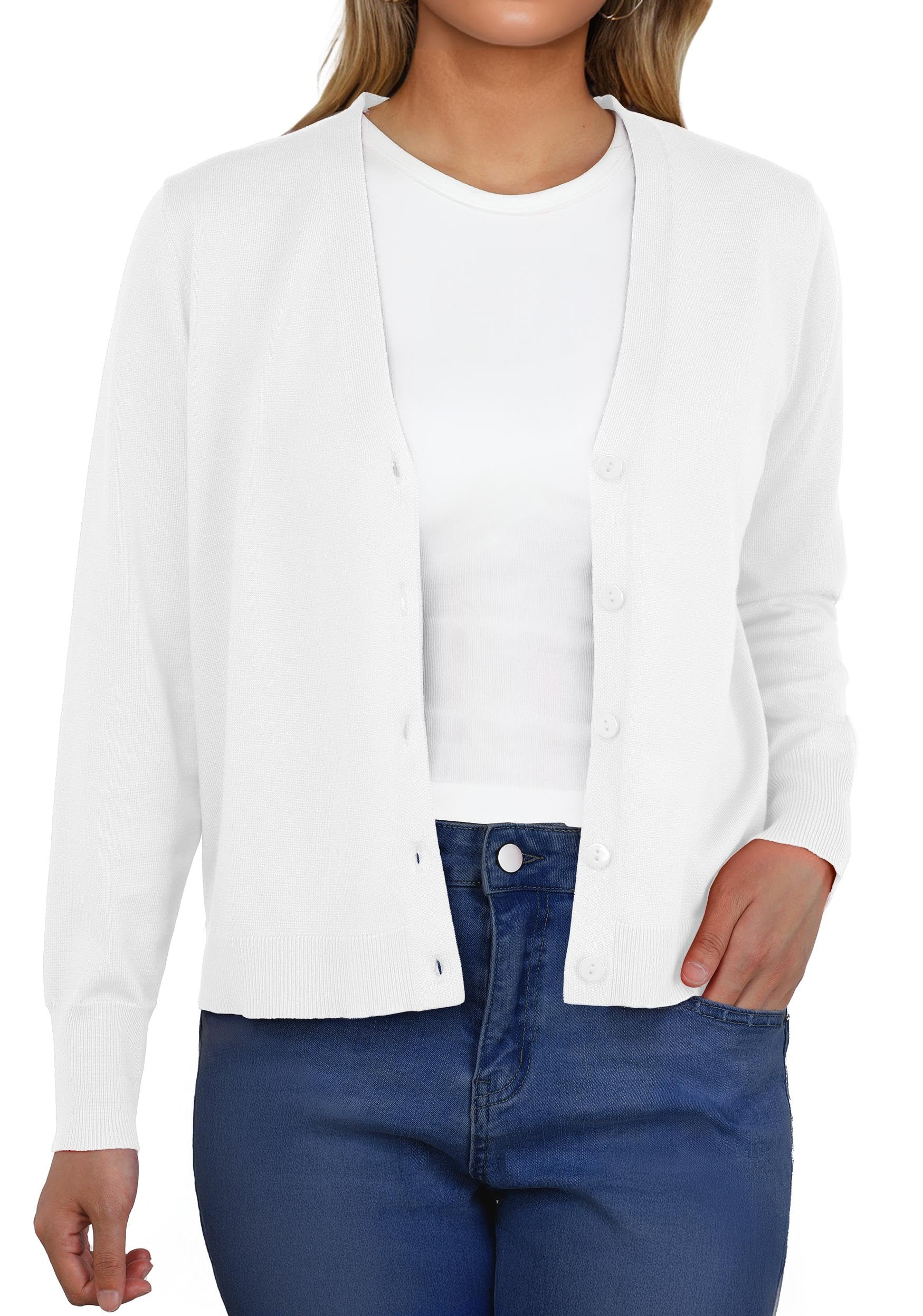 Cardigan Donna Leggero A Scollo V Con Bottoni – Giacca Morbida In Maglia, Perfetta Per Estate, Primavera E Autunno, Elegante E Casual - 3