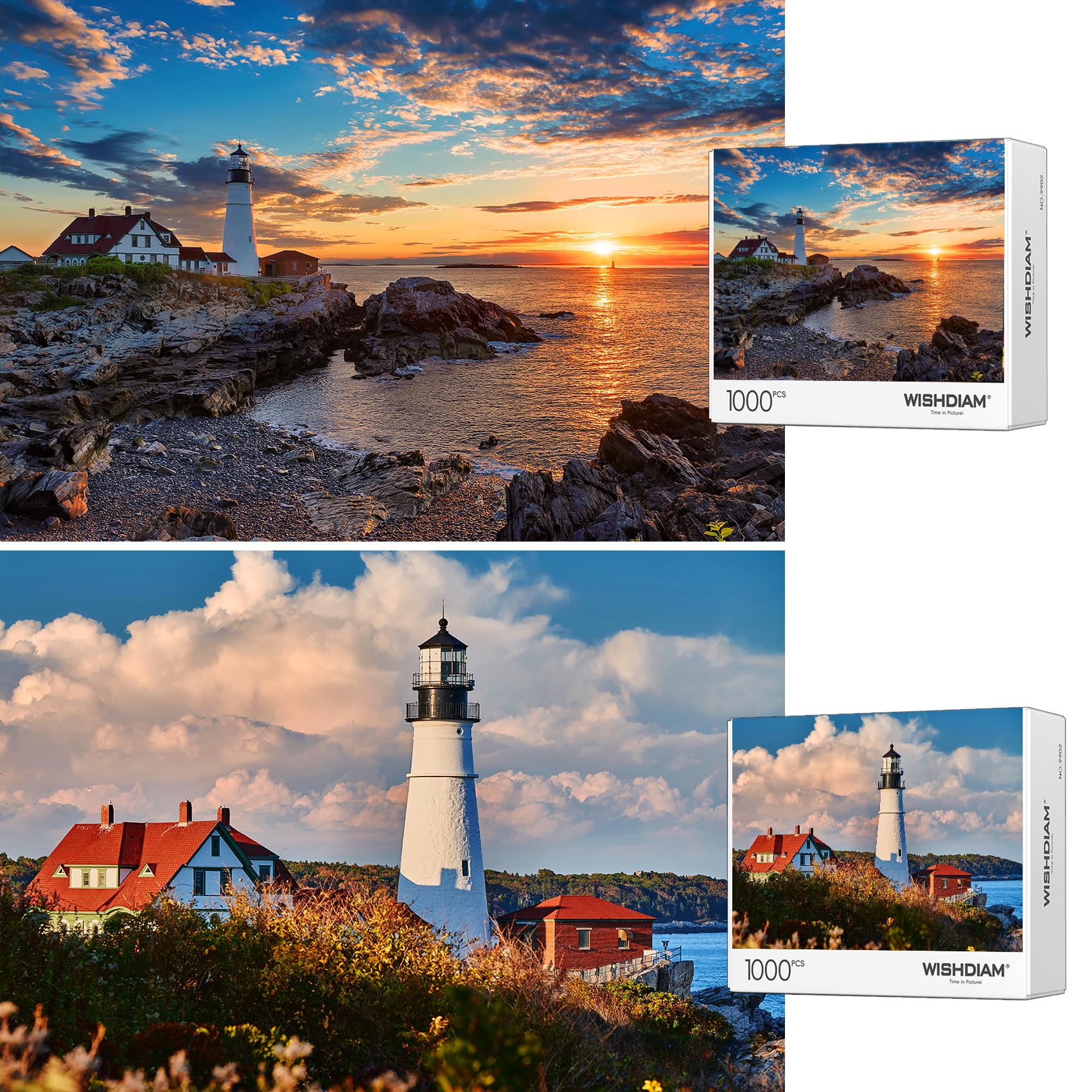 2 Pack Puzzles for Adults 1000 Pieces Lighthouse Puzzles, Jigsaw Puzzles for Adults 1000 Pieces and up, Puzzles Gifts for Women & Mom & Teacher, Valentines Day Gifts