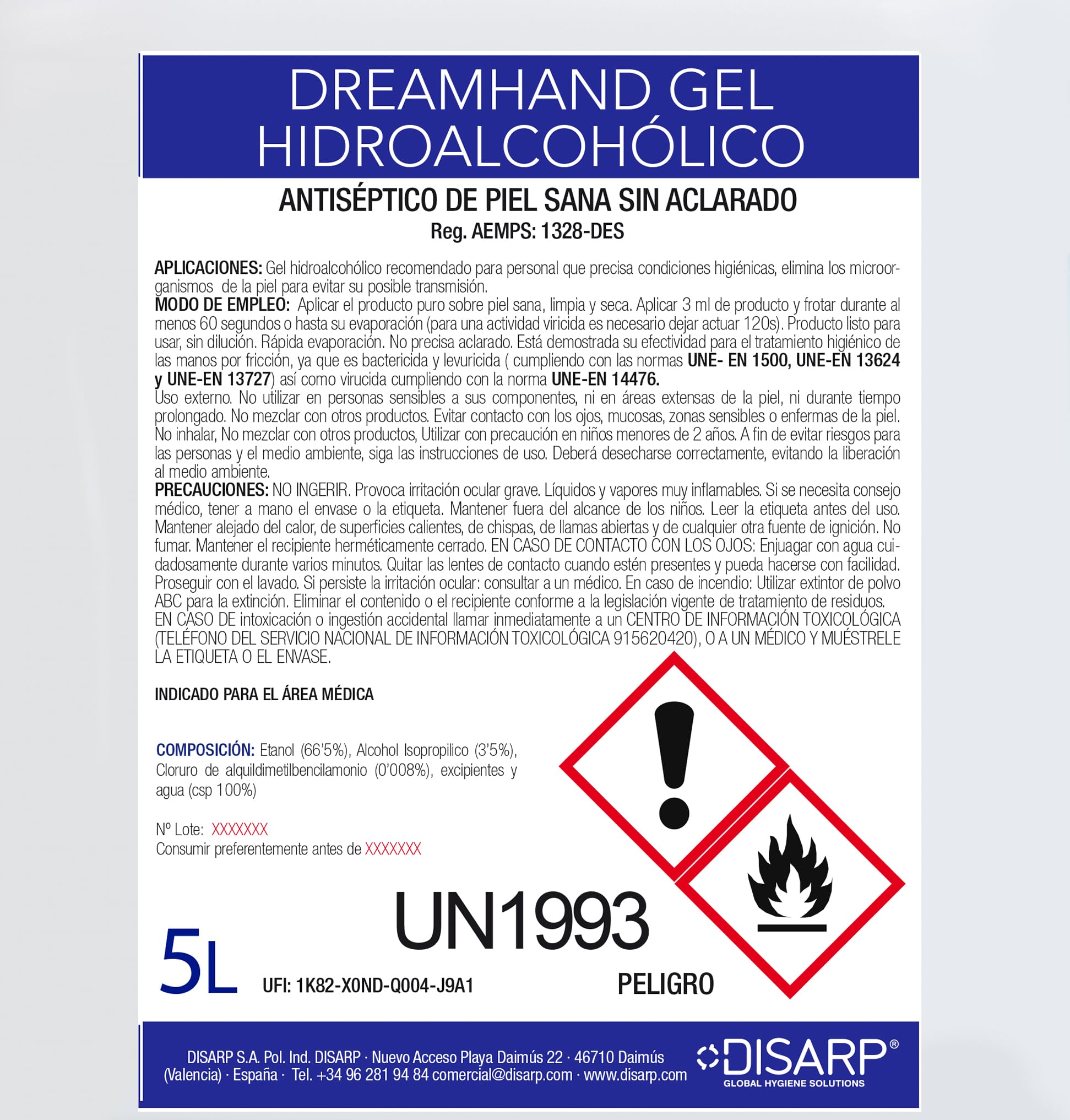 GEL HIDROALCOHOLICO HIGIENIZANTE SECADO INSTANTANEO