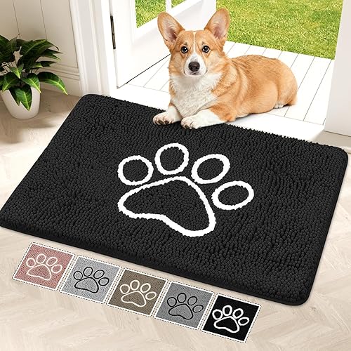 Miniatura 47 de Bcoimo Tapete súper absorbente para puerta de perro, 30 x 20 pulgadas, tapete antideslizante para patas fangosas, alfombras para mascotas para patas