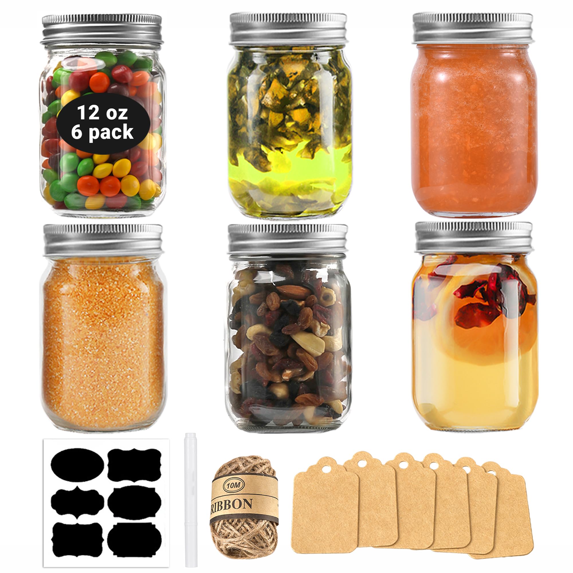 Rainforce 12 oz Mason Jars 6 Pack
