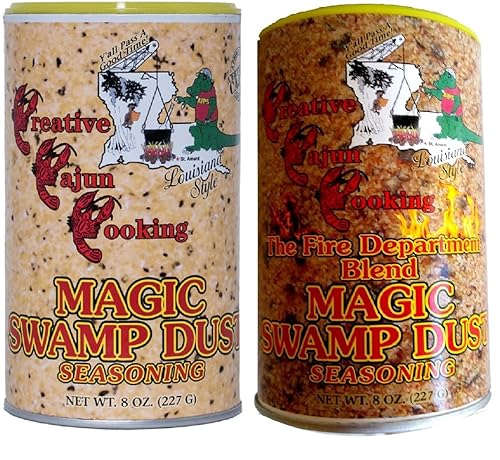Miniatura 1 de Magic Swamp Dust Cajun Seasoning Bundle 2 Pack - 1 each of Original Magic Swamp Dust and Magic Swamp Dust Fire Department Blend Seasonings (8 Ounces
