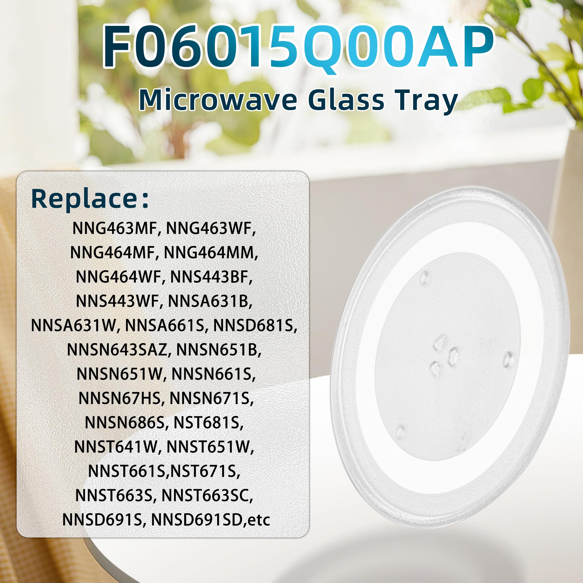 Pana-Sonic Drehteller für Mikrowelle, Glas, Mikrowelle, F06015Q00AP, 34,8 cm, spülmaschinenfest Fetechmate