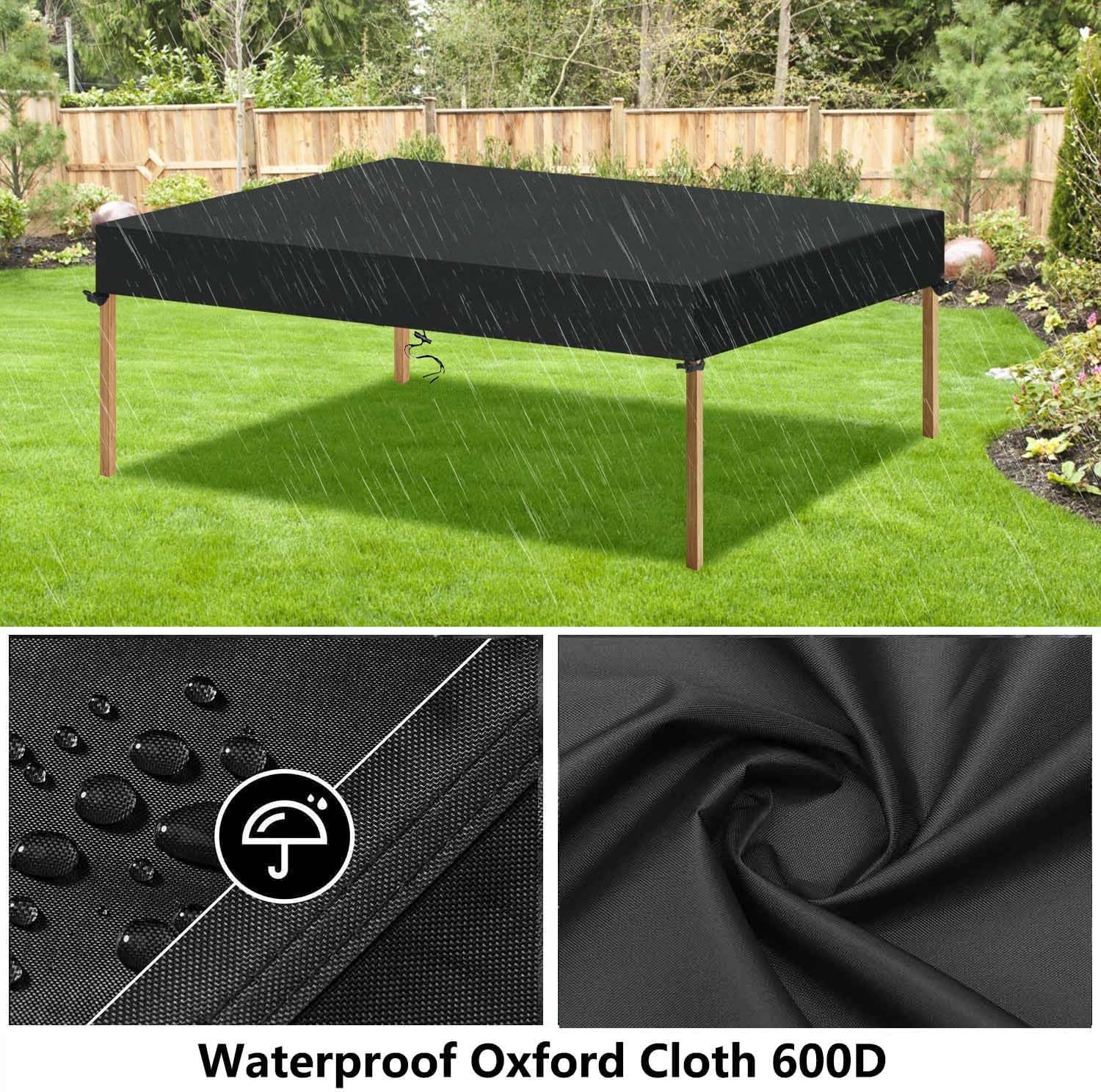 Flyace Housse Table de Jardin 600D Housse Plateau Table Jardin Housse de Salon de Jardin Exterieur Impermeable Housses pour Tables de Jardin Tissu Oxford Protection Table Jardin Exterieur 190x90x15cm