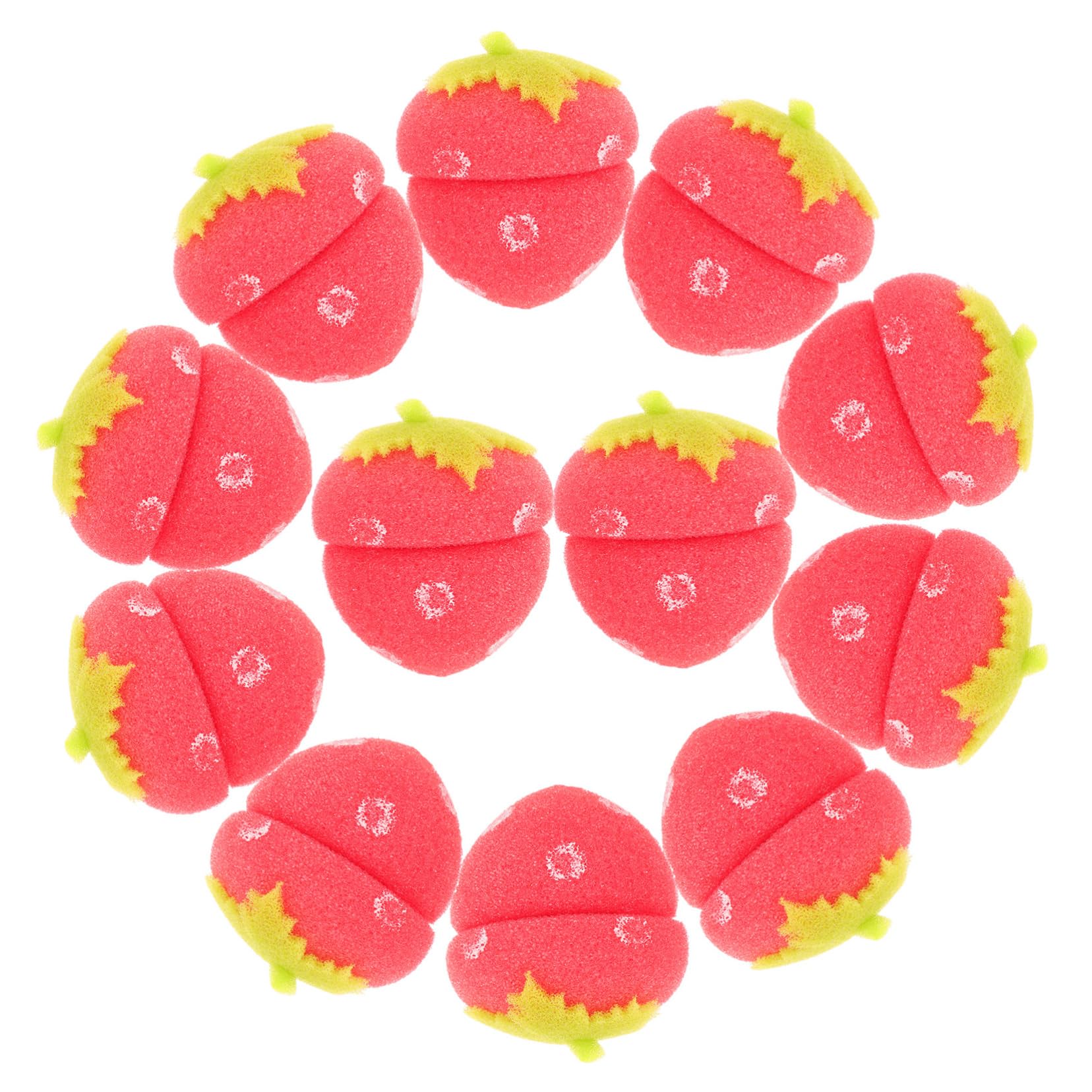 HAKIDZEL 12Pcs Strawberry Shaped Sponge Hair Curlers Set for Natural Curls Soft Rollers for All Hair Types No Damage While Sleeping Easy to Use with Blow Dryer Overnight