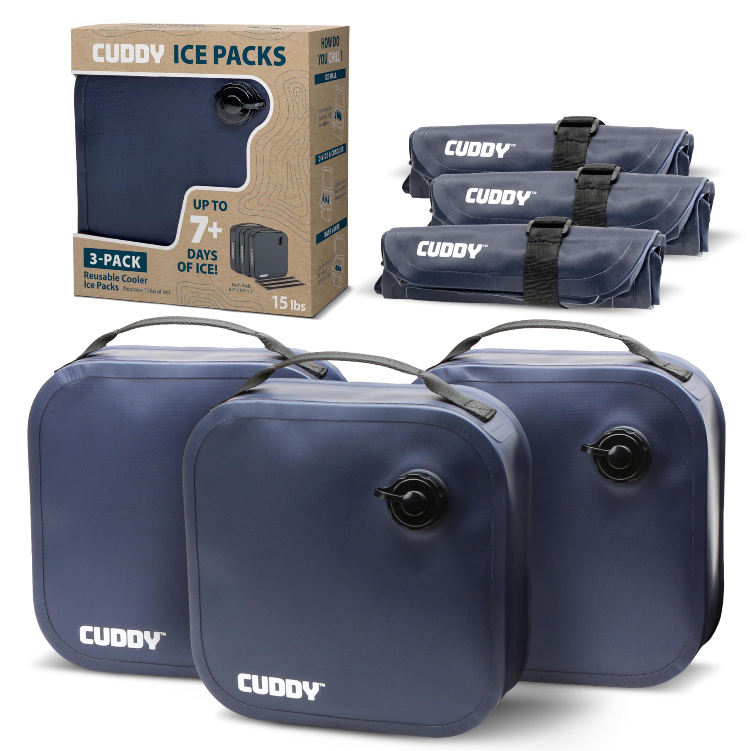 Amazon.com: Cuddy Reusable Ice Packs for Coolers - 3 Pack