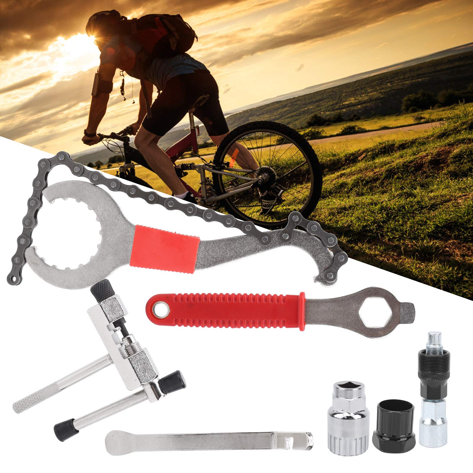 7-teiliges Kettenrad-Werkzeugset, Fahrradkassetten-Entfernungsset mit Schraubenschlüssel für Mountainbikes