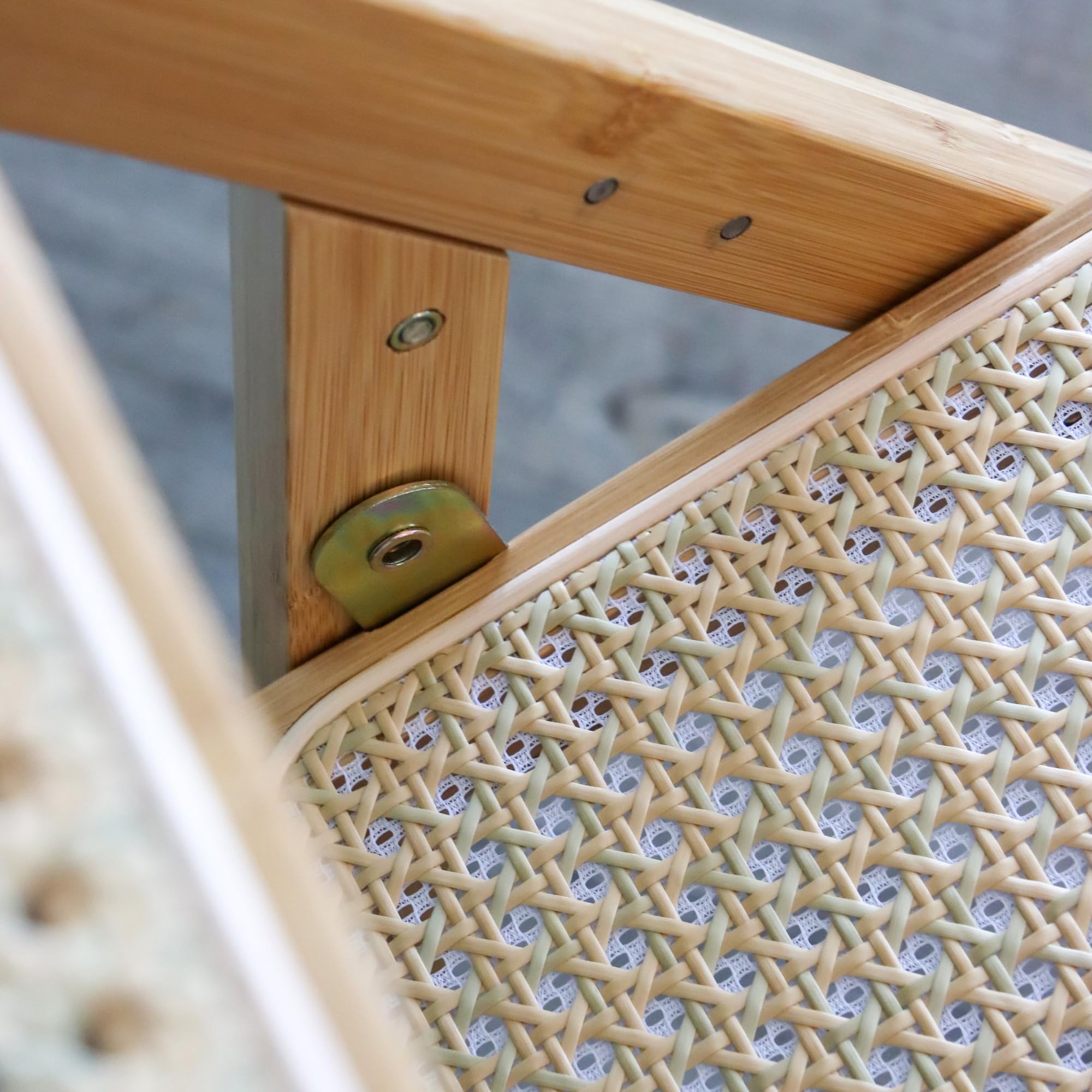 Silla plegable de bambú con trenzado vienés Tudela Bamboo, silla plegable de madera, 130 kg, respaldo giratorio 360°