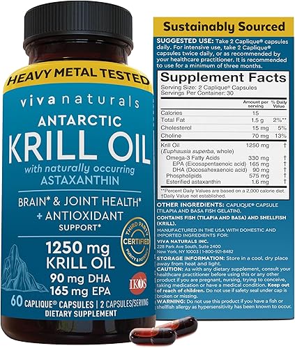 Viva Naturals Aceite de kril 100 puro aceite de krill del antártico 0044 ozporción 60 cápsulas Viva Naturals Aceite de kril 100 puro aceite de krill del antártico 0044 ozporción 60 cápsulas