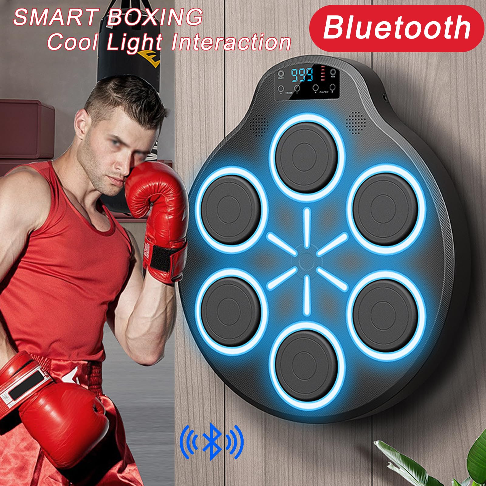 Muzyczna maszyna bokserska dla dorosłych i dzieci, montowany na ścianie cel bokserski, inteligentny odtwarzacz muzyczny Bluetooth, do użytku w pomieszczeniach, siłowni, sali bokserskiej