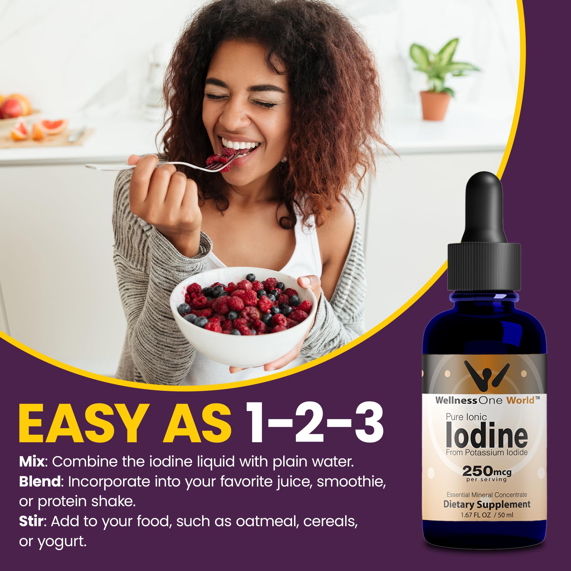 WellnessOne Iodine Drops for Thyroid Support - Fast Acting Liquid Iodine Supplement from Potassium Iodide - Great for Immunity & Cognition & Maximizes Iron Absorption - 1.67 fl oz — Amazon image 6