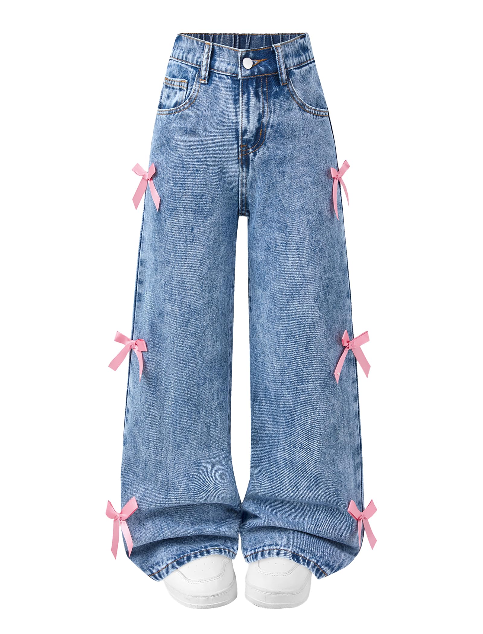 Jeans for Girls Baggy Wide Leg High Waisted Y2K Denim Pants 7-14Y