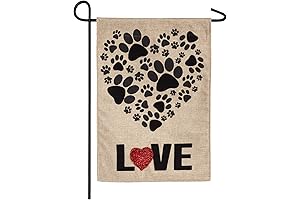 Evergreen Flag Paw Prints Heart Garden Flag 12x18 Double Sided