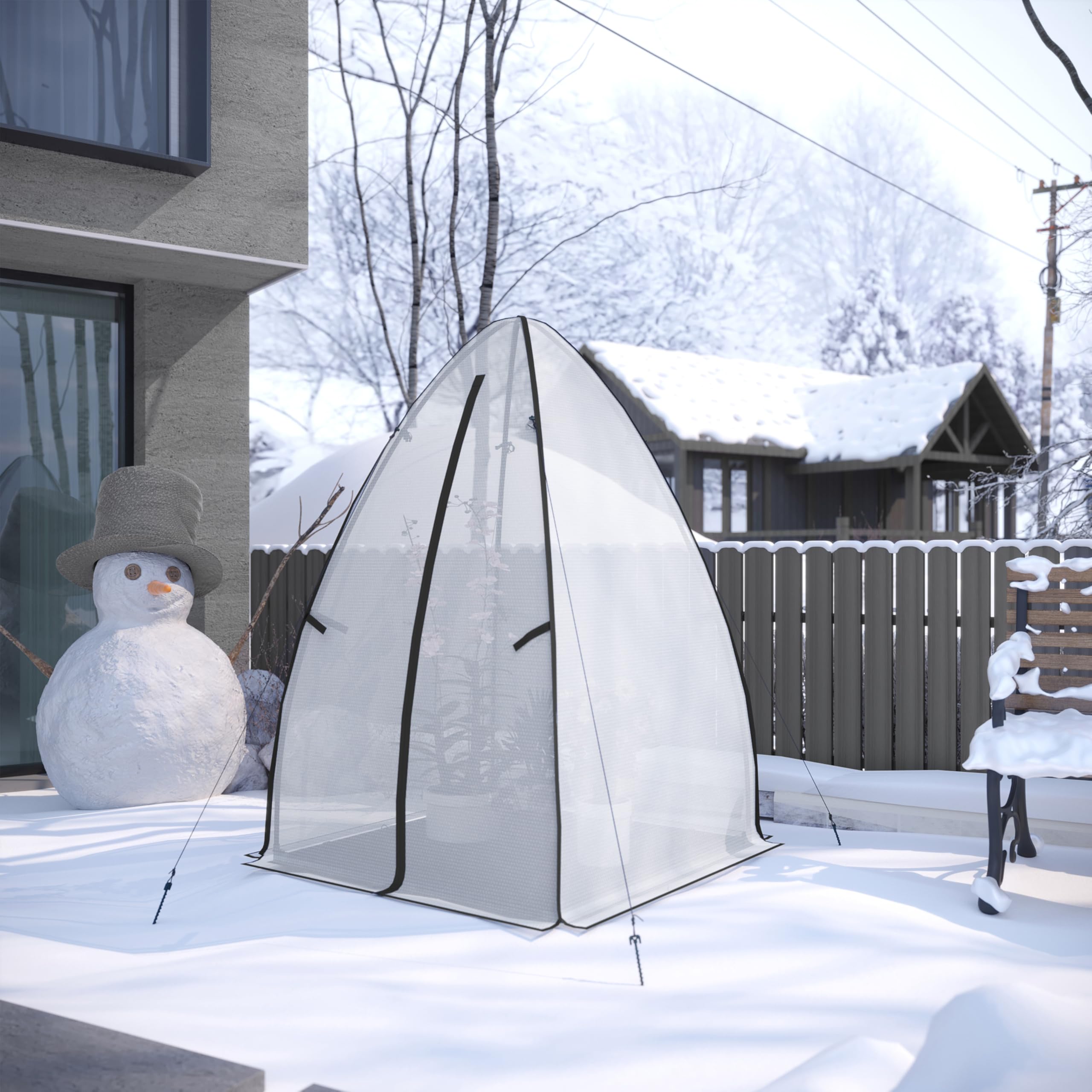 WOLTU Mini Serre de Jardin, Anti-Froid, Blanc, pour Tomates, 120x180cm