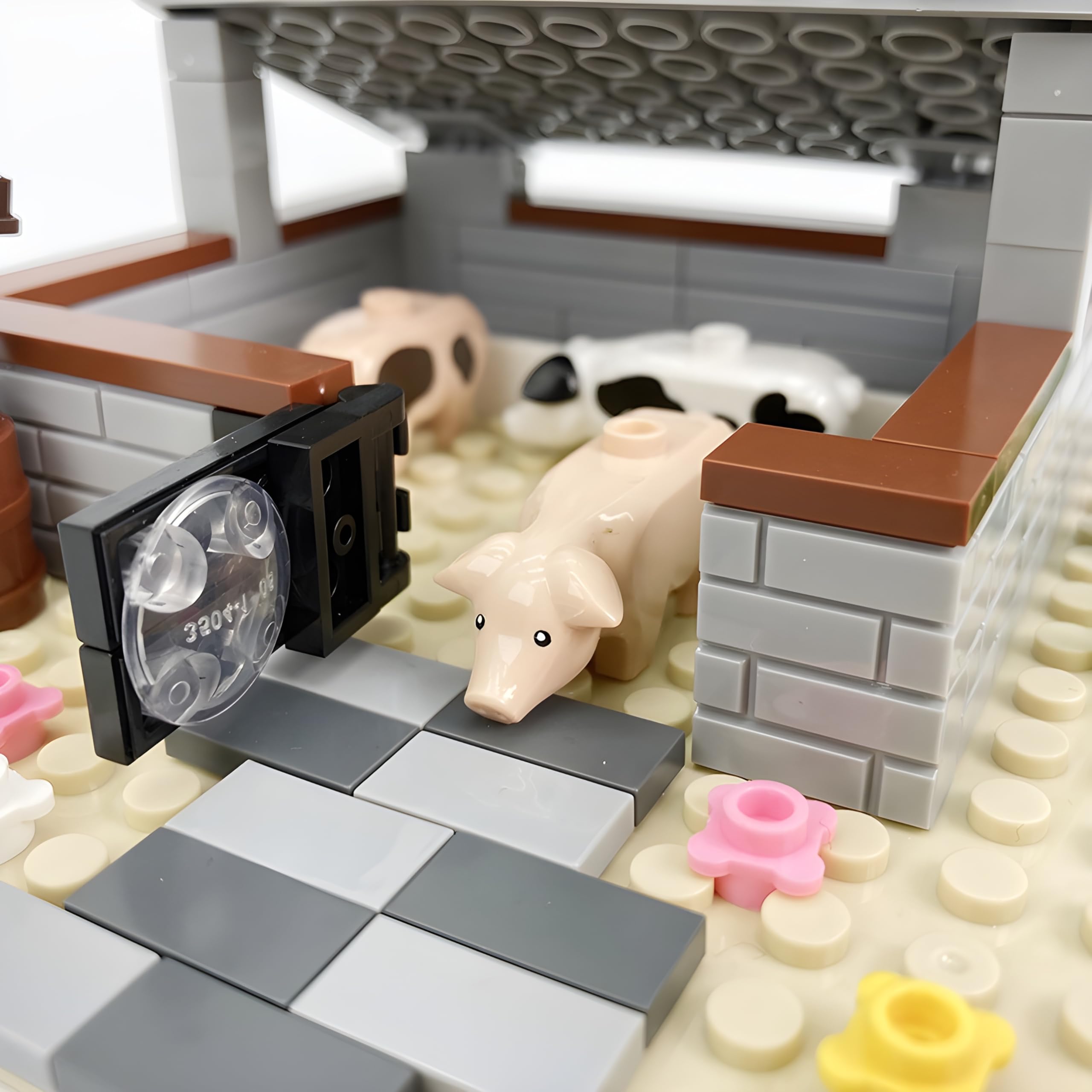 Set di mattoncini da costruzione 4 in 1, stalla, porcile, campo di mais e aiuola, giocattolo da costruzione per bambini dai 6 anni, giocattolo educativo con animali, piante e accessori