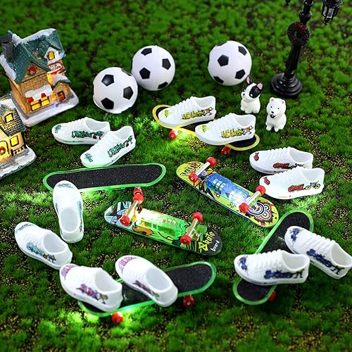 Miniatura 7 de Juego de 12 monopatines con mini dedos iluminados minizapatos para dedos mini patinetas para dedos San Valentín escuela aula premios de intercambio