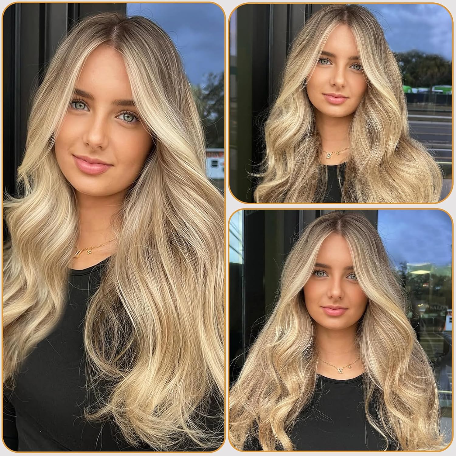 Highlight Wear and Go Glueless Wig Human Hair Blonde Lace Front Wigs Human Hair for White Women 13x6 HD Transparent Lace Front Wigs Golden Brown to Blonde Balayage 9A Brazilian Human Hair Wig