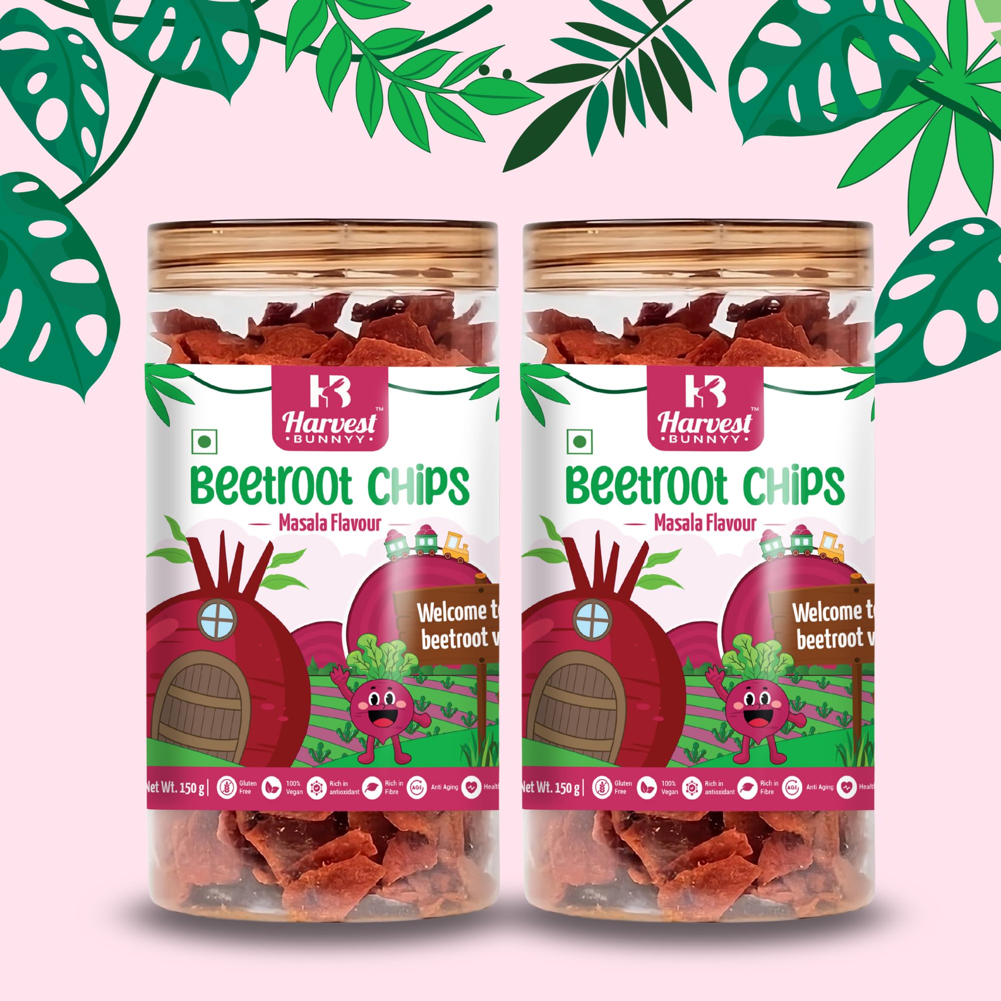 Harvest Bunnyy Rolled Real Beetroot Chips Jar |Crispy & Supertasty Real Beetroot Masala Flavoured- 300 Gms by Ruchi Harvest (Pack of 2, Each- 150 gram) (B0D1YGMHCT) Amazon Price History, Amazon Price Tracker
