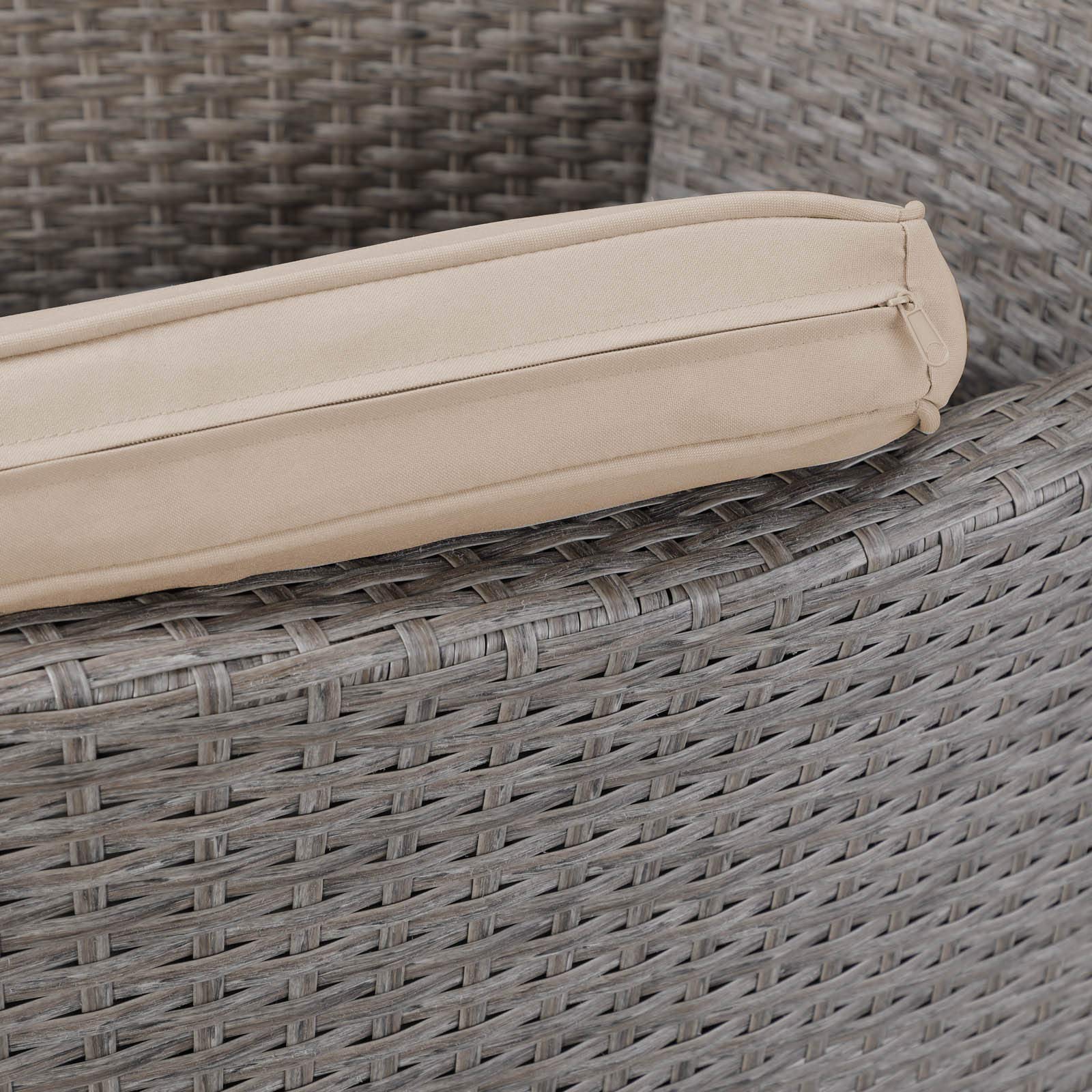 CASARIA 2X Sillas de Jardín Poliratán Apilables Beige Cojines Lavables Asientos Exterior Terraza Balcón